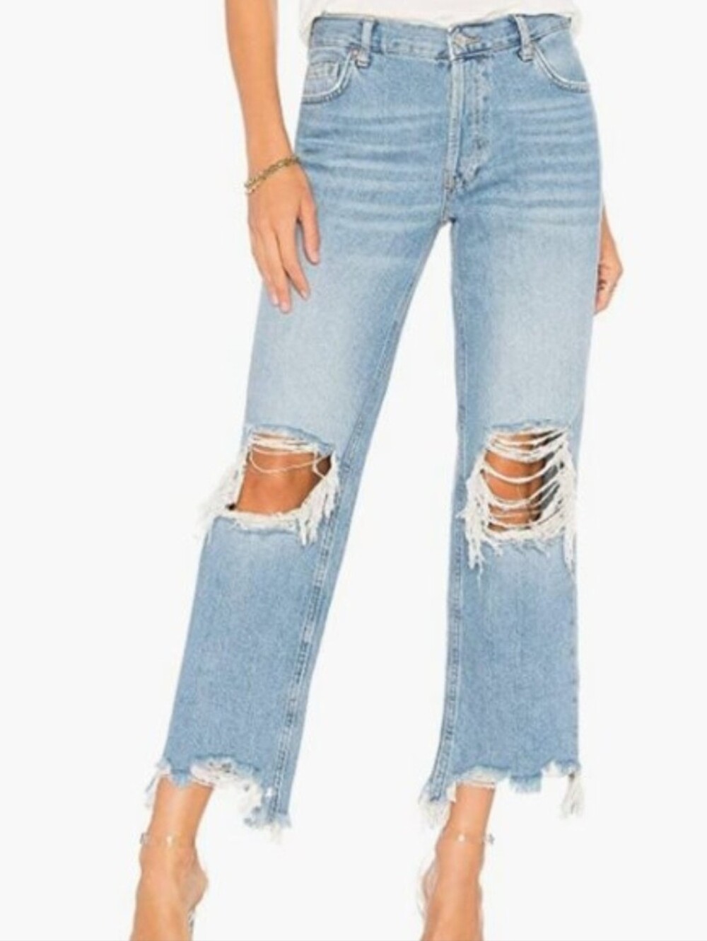 Free People, We The Free, Maggie Mid-Rise Distressed Jeans